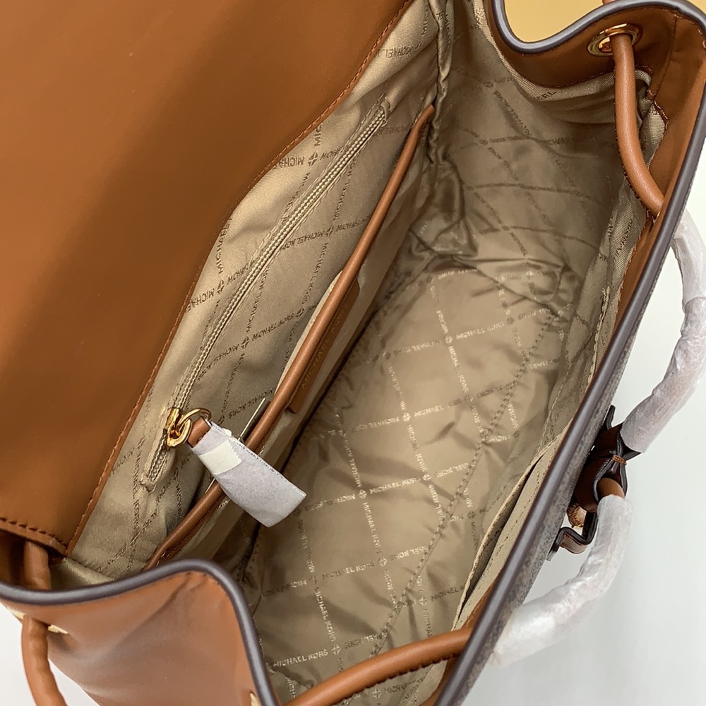 MICHAEL KORS PHOEBE MEDIUM DRAWSTRING BACKPACK BROWN SIGNATURE COLOR - Picture 12 of 16